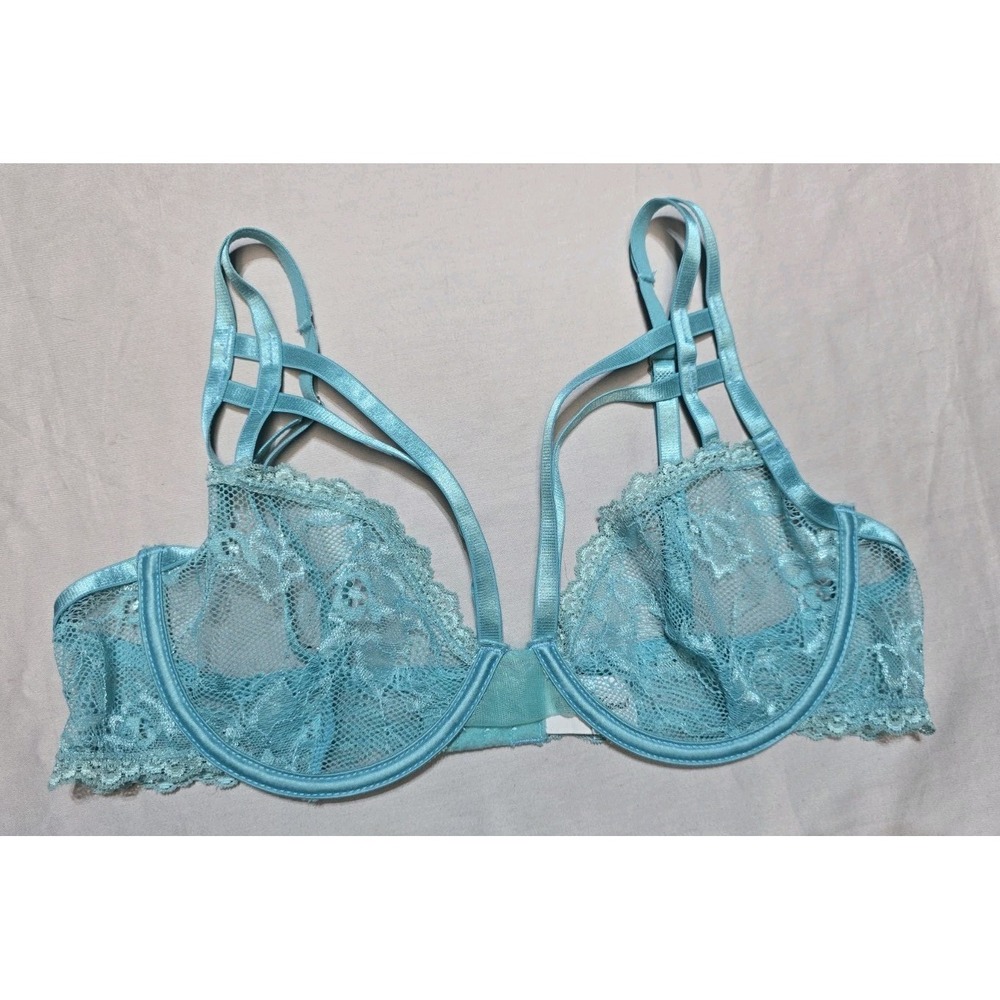elegant moments Bra Lace Blue M Underwire Unlined